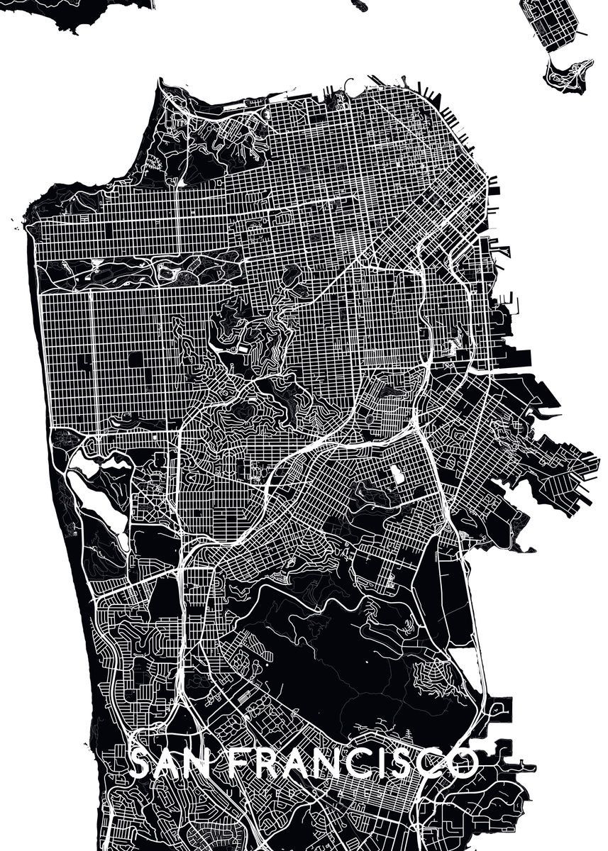 'San Francisco map black' Poster by mapsies | Displate