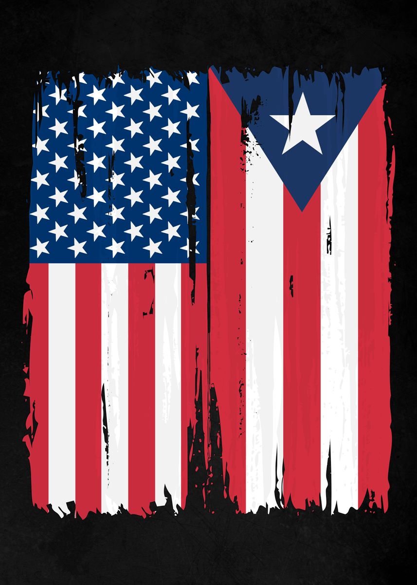 'USA Puerto Rico Split Flag' Poster by Christian Strang | Displate