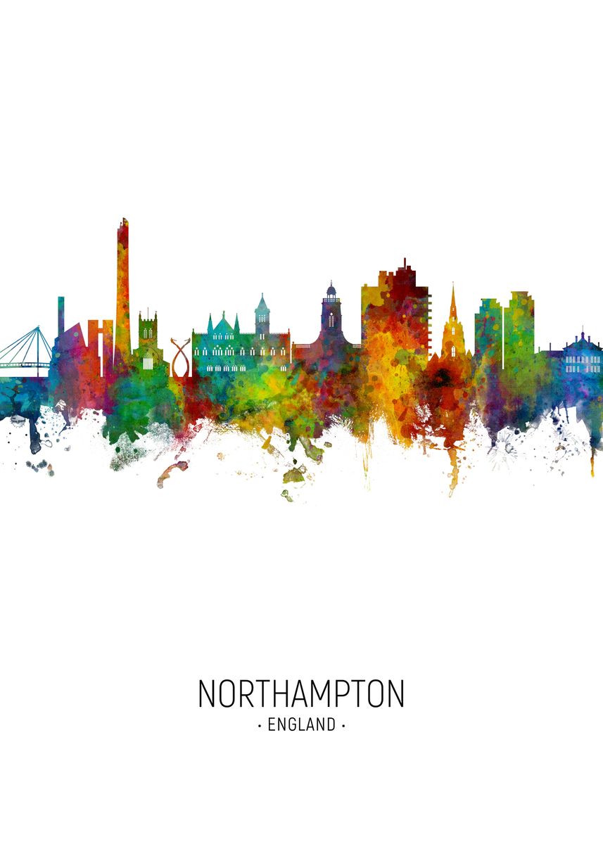 'Northampton Skyline' Poster by Michael Tompsett Displate