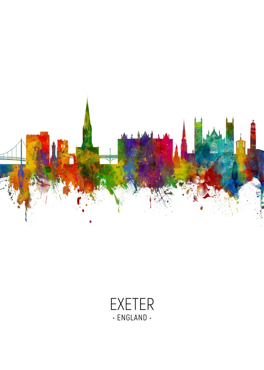 'Exeter England Skyline' Poster by Michael Tompsett Displate