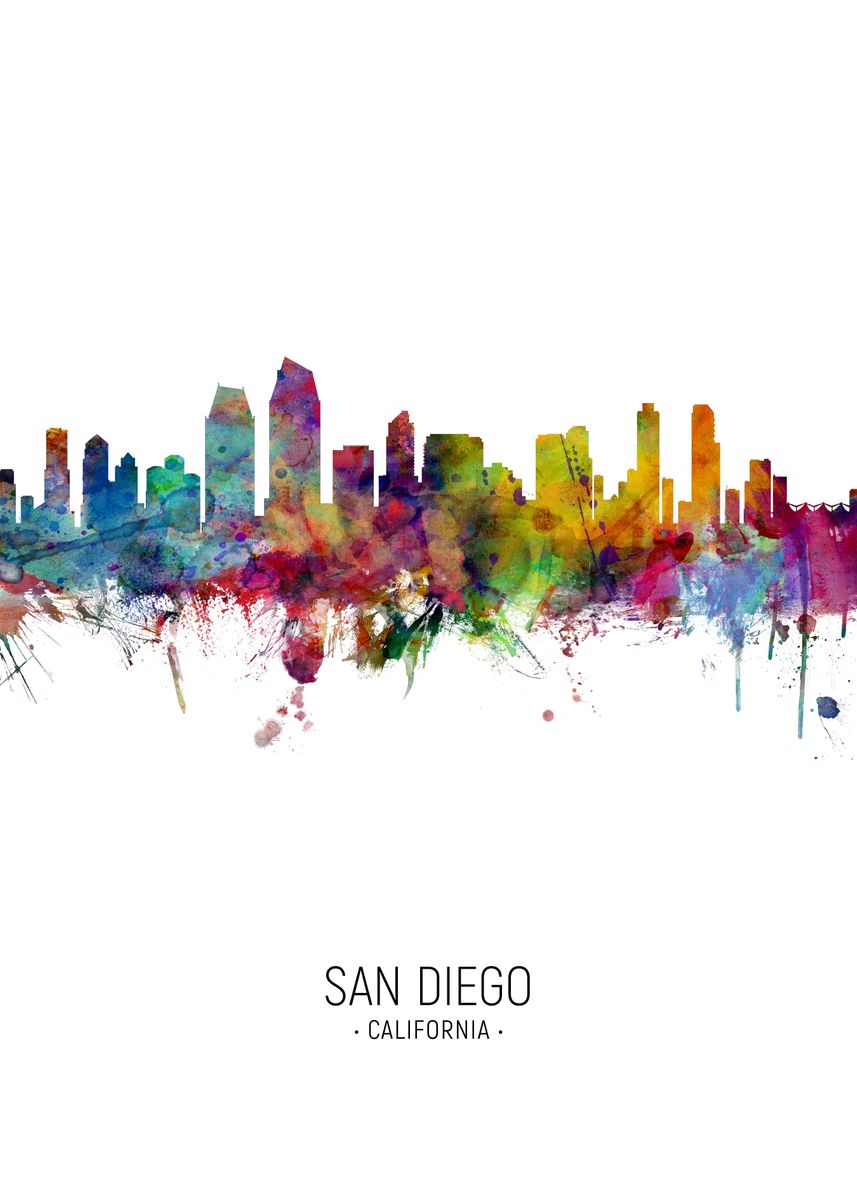 'San Diego Skyline' Poster by Michael Tompsett | Displate