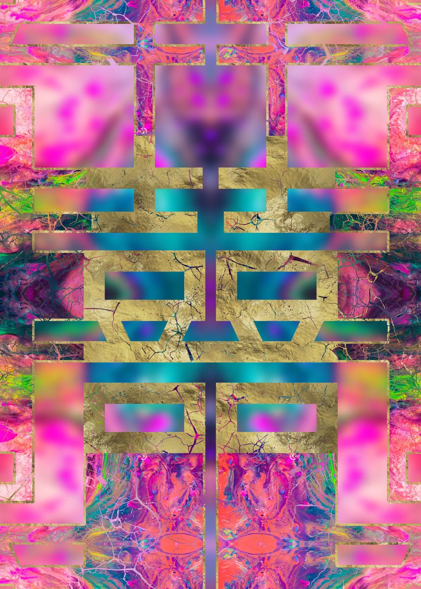 ‘Double Happiness’ Poster, picture, metal print, paint by Lioudmila