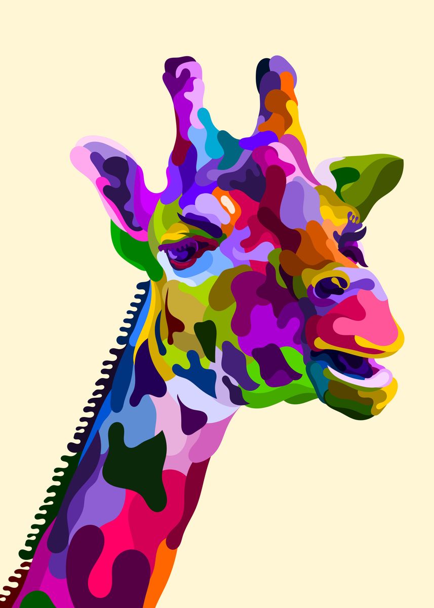 'colorful giraffe head' Poster by peri priatna | Displate