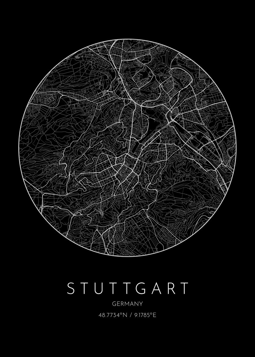 'Stuttgart Germany' Poster, picture, metal print, paint by Yak Yak ...