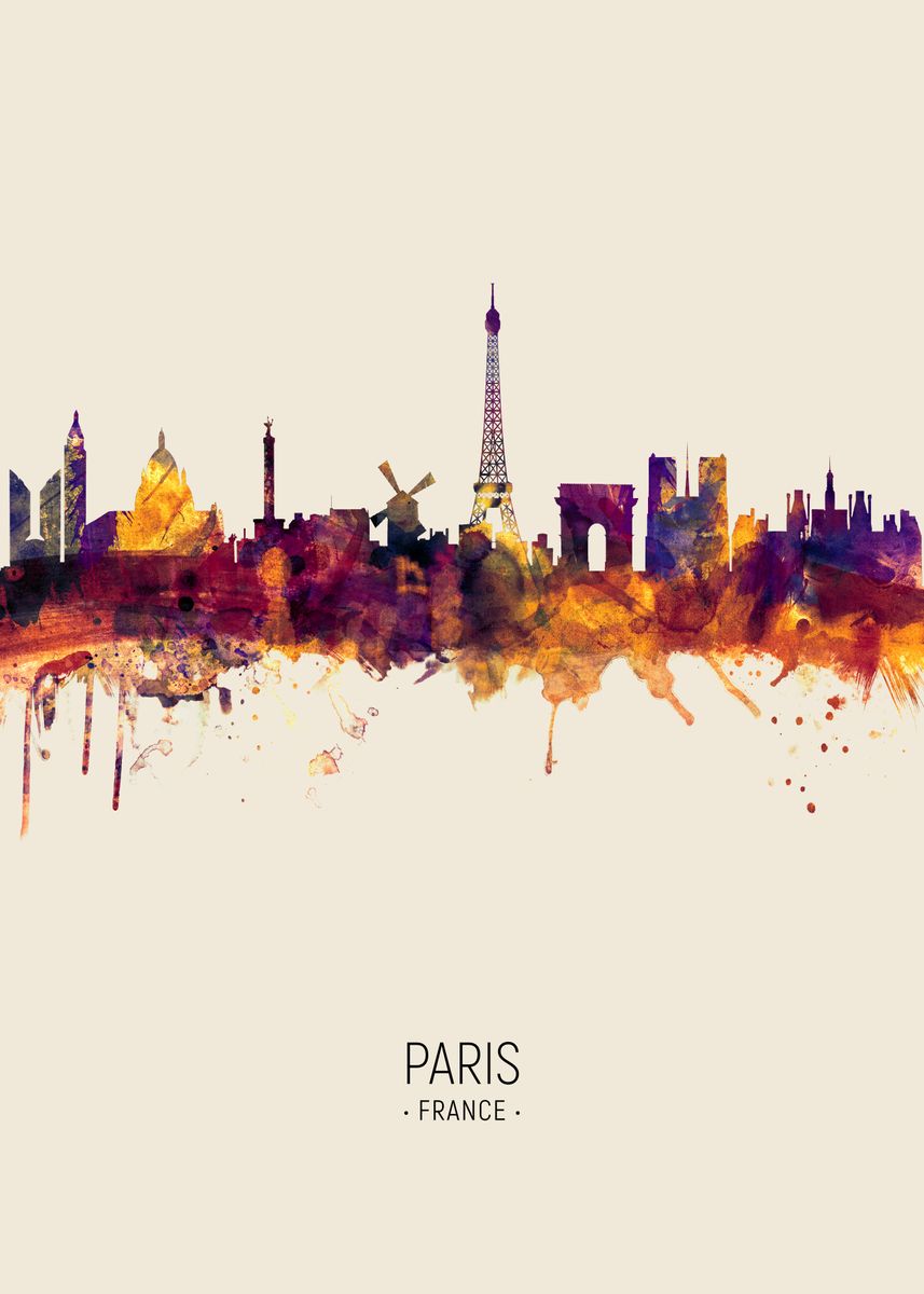 'Paris France Skyline' Poster by Michael Tompsett | Displate