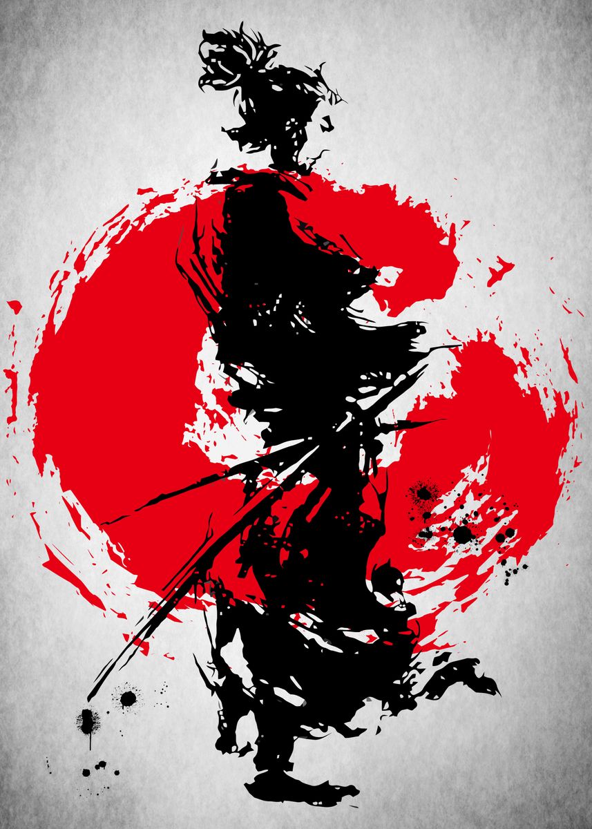 'Samurai' Poster, picture, metal print, paint by Mateusz Ślemp | Displate