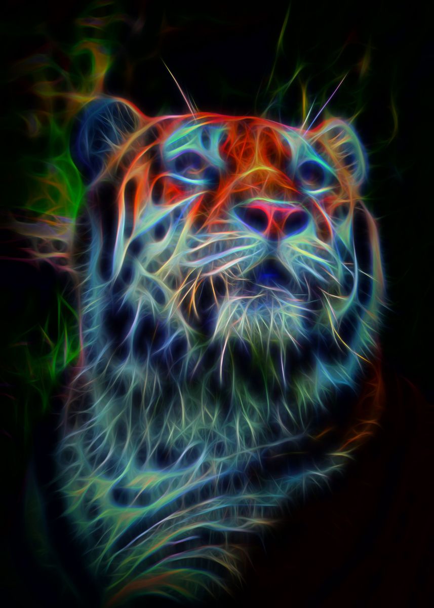 'Neon Glowing Tiger' Poster, picture, metal print, paint by Amanda L ...