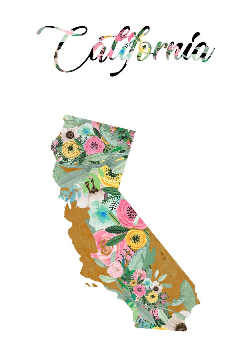 ‘Vintage California Map’ Poster by Claudia Schön | Displate
