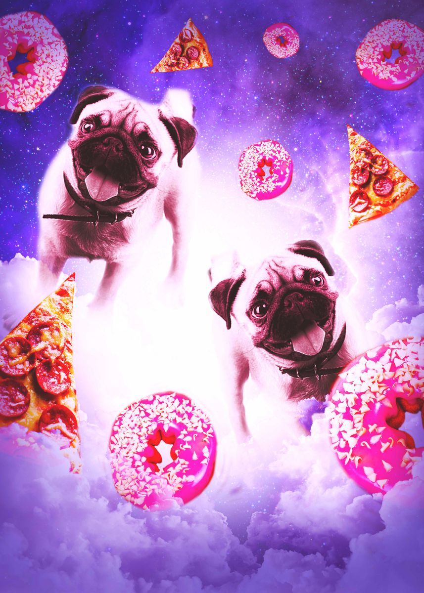 'Pugs In The Clouds' Poster by Random Galaxy | Displate