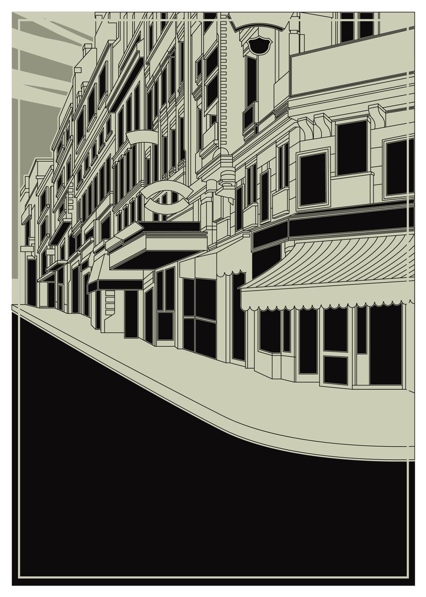 'City Street' Poster, picture, metal print, paint by Tom Cage | Displate
