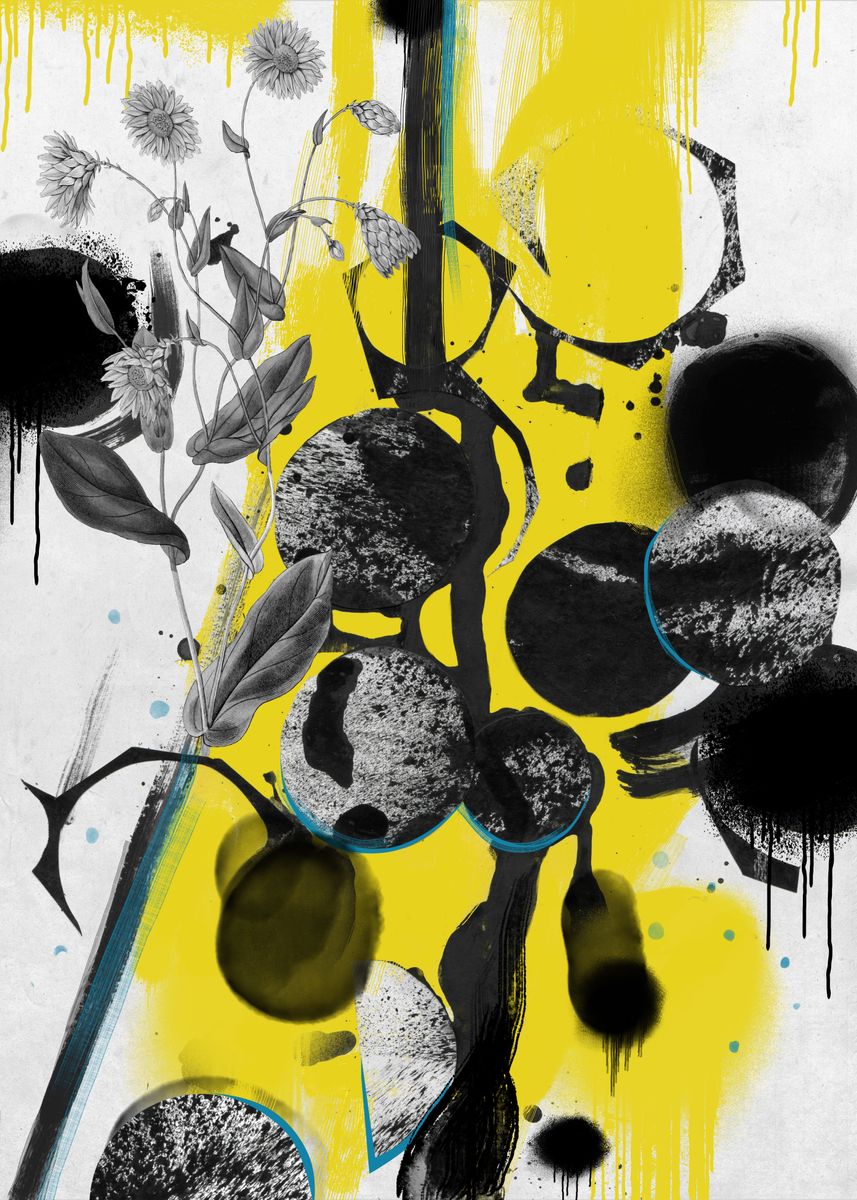 'Moon flowers' Poster by Karolina Burdon Displate