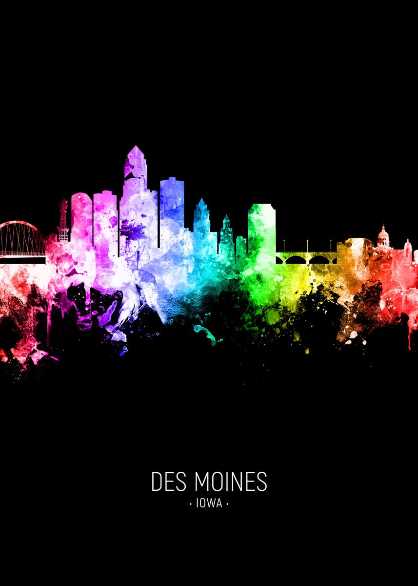 'Des Moines Iowa Skyline' Poster by Michael Tompsett Displate