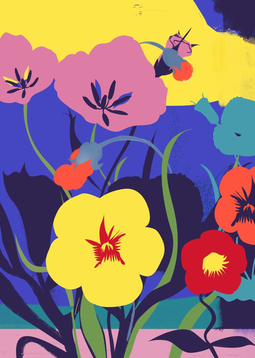 'Flower Mania' Poster by Karolina Burdon Displate