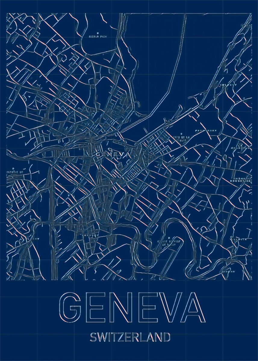 'Geneva, Switzerland' Poster by Helge Art | Displate