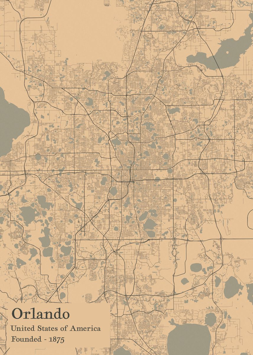 Orlando City Map Poster By Iwoko Displate 3064ee5c16b1139768f77176dea13e9a 9849f420543c4930dcc4e4e7af969546