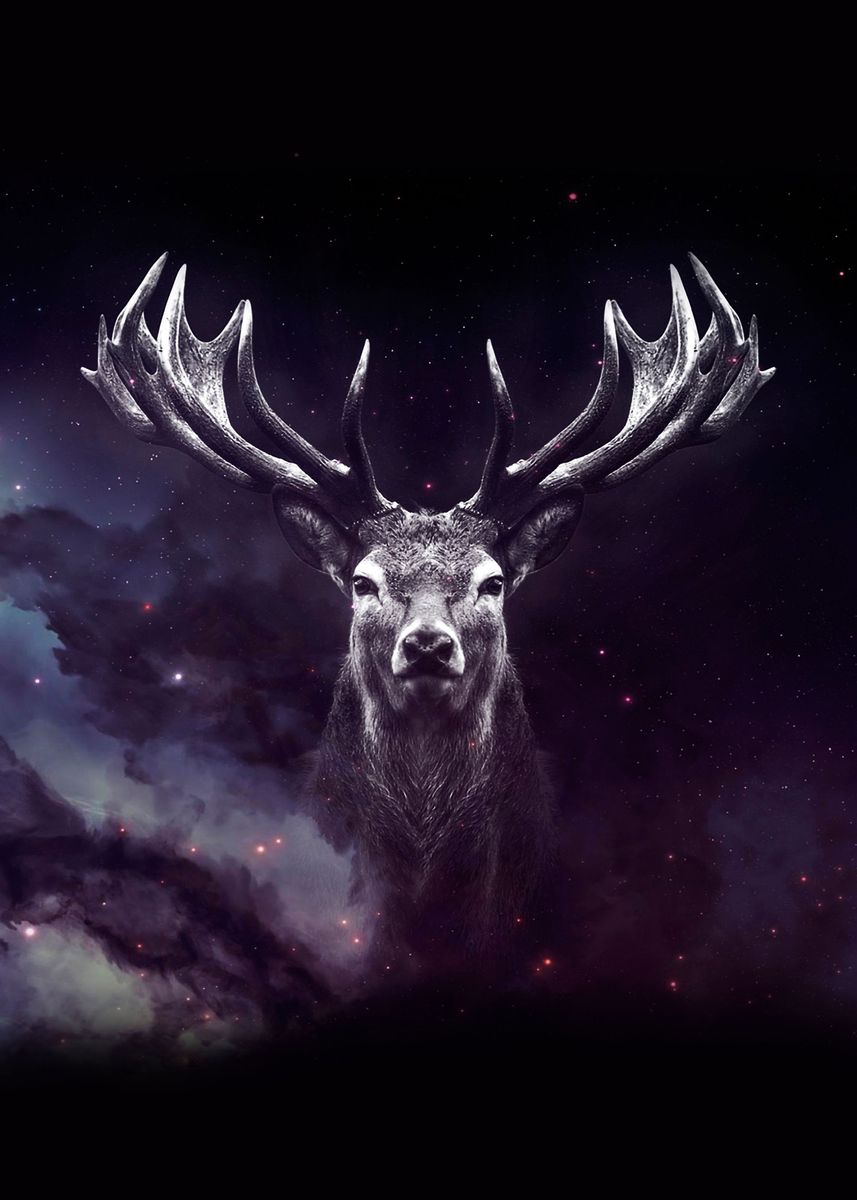 Galaxy Deer Wallpaper Poster By Mk Studio Displate