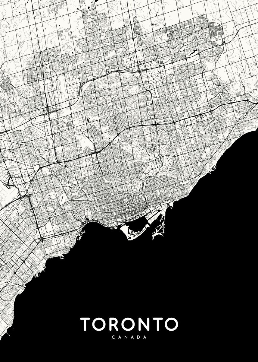 'Toronto map white' Poster, picture, metal print, paint by mapsies ...