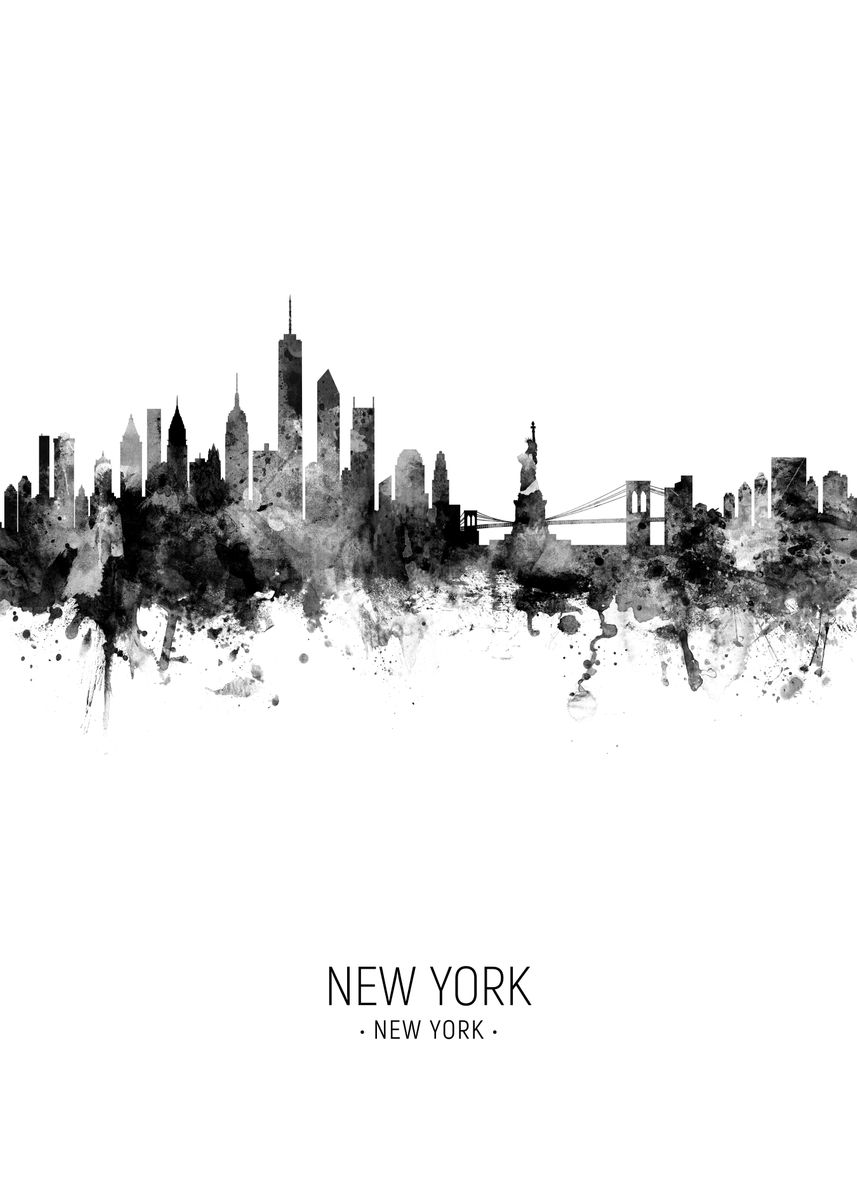 'New York Skyline' Poster by Michael Tompsett | Displate