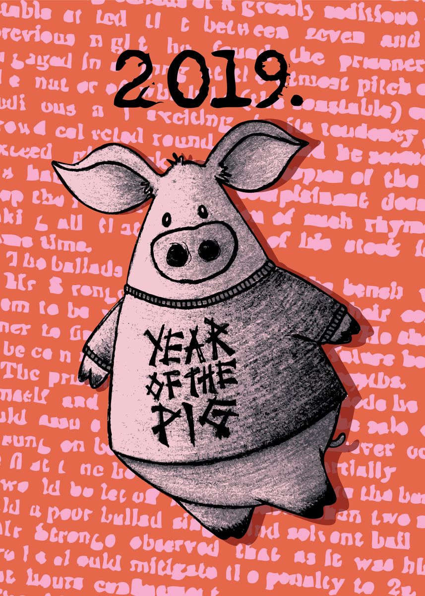 'Year of the pig' Poster, picture, metal print, paint by mangulica ...
