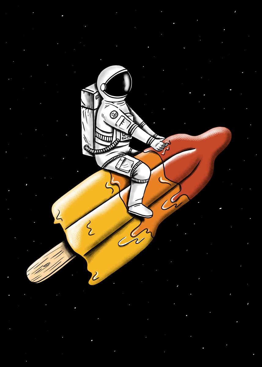 Astronaut In Melted Rocket Poster By Coffee Man Displate 3437