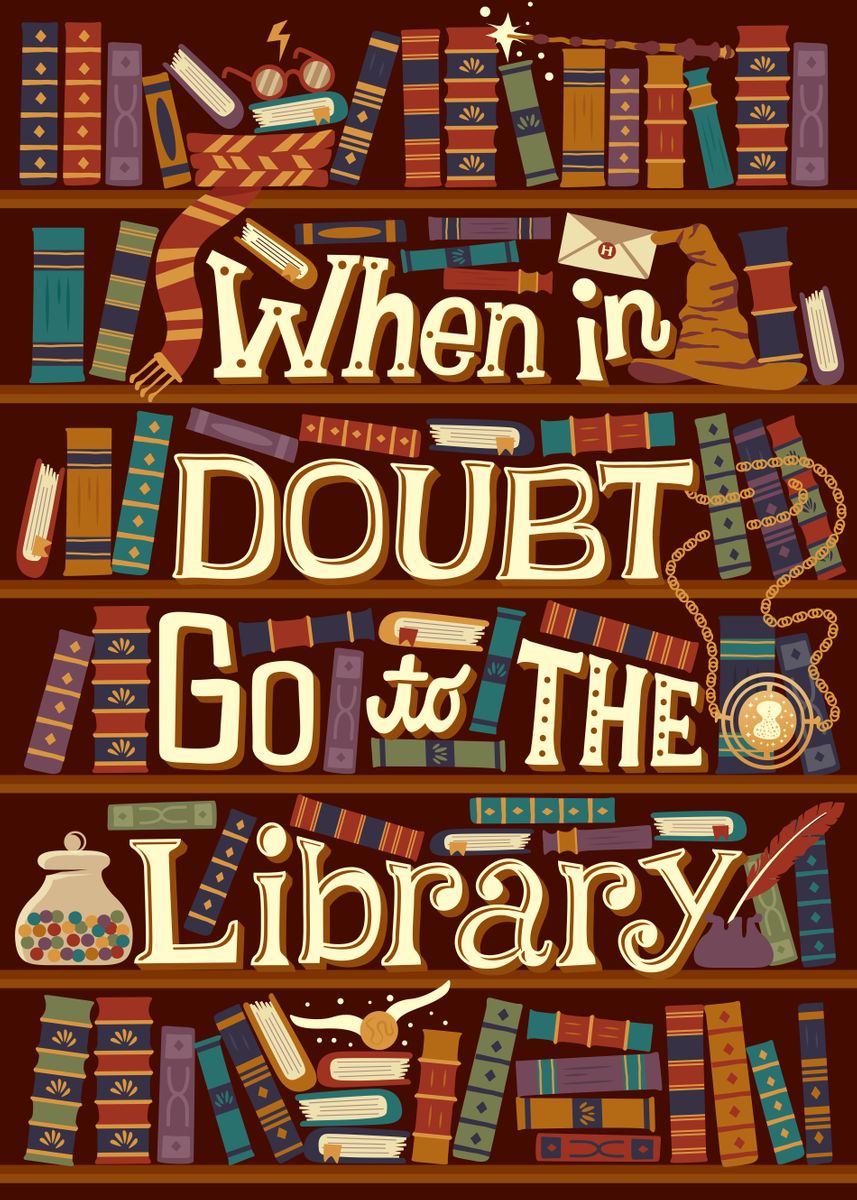 'Go To The Library' Poster, picture, metal print, paint by Risa Rodil