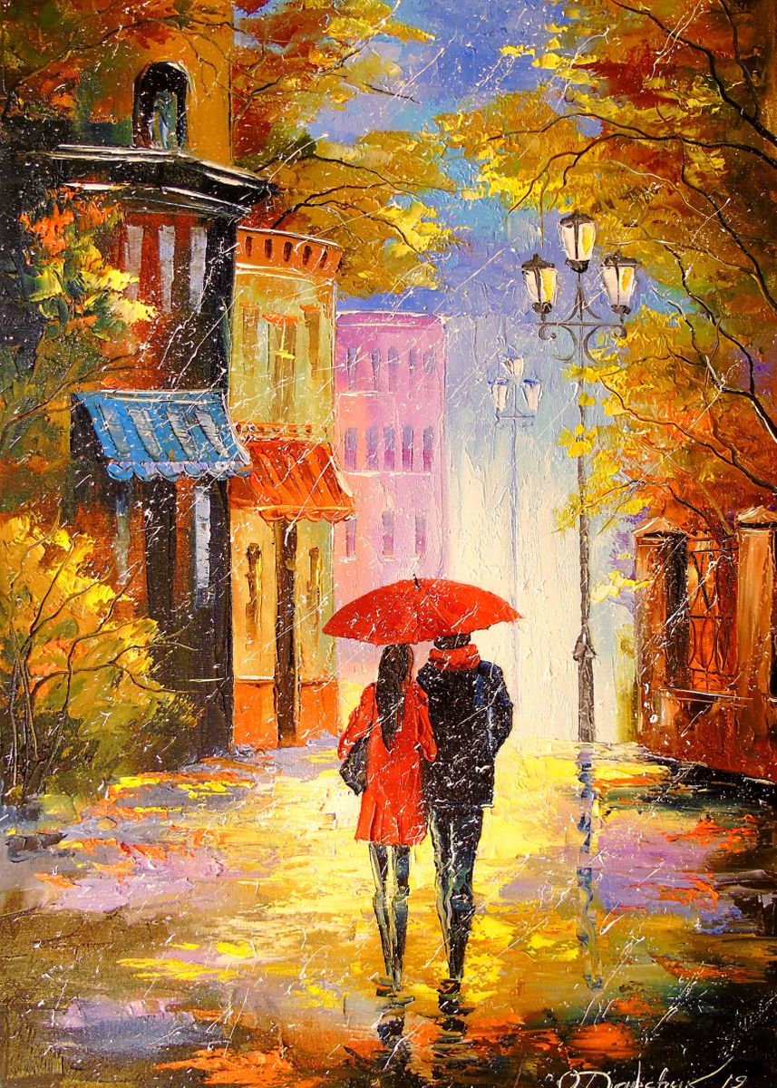 'Rain for two' Poster, picture, metal print, paint by Ольга Дарчук ...