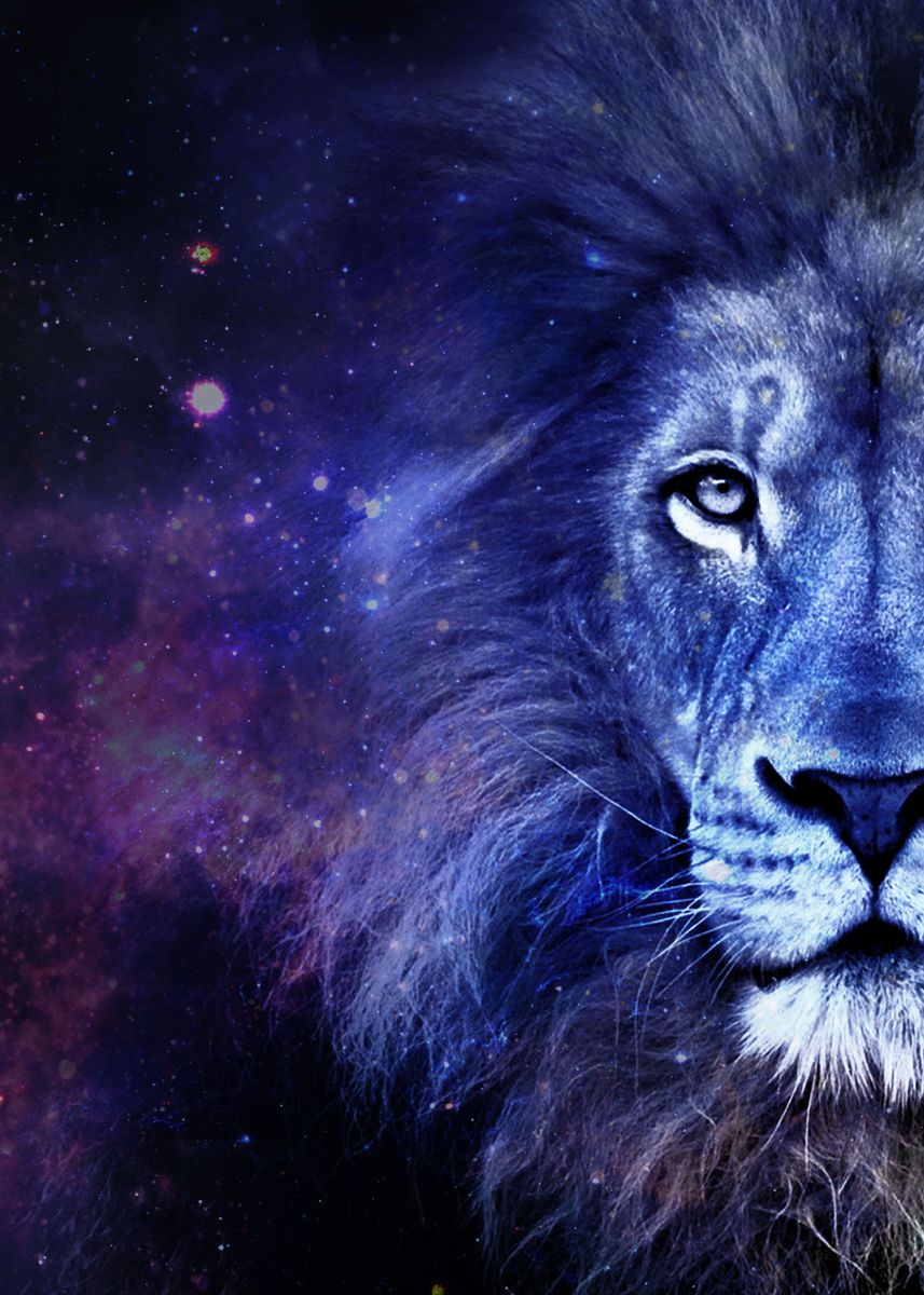 'Galaxy Lion Purple' Poster, picture, metal print, paint by Nelva ...