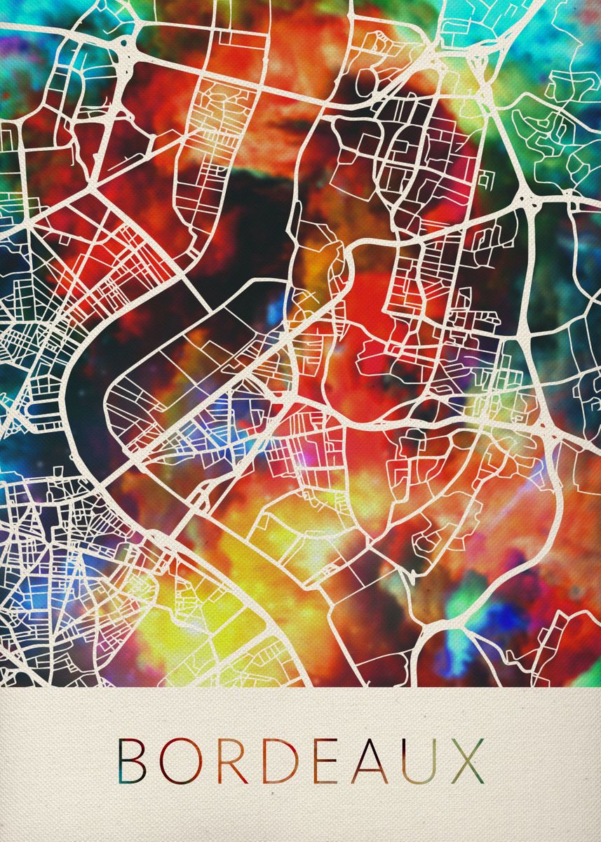 'Bordeaux Watercolor Map' Poster by Design Turnpike Displate