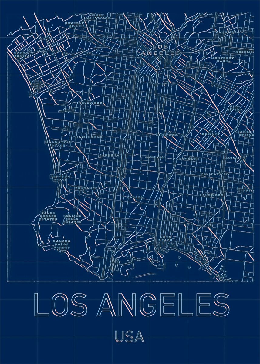 'Los Angeles, USA' Poster by Helge Art | Displate