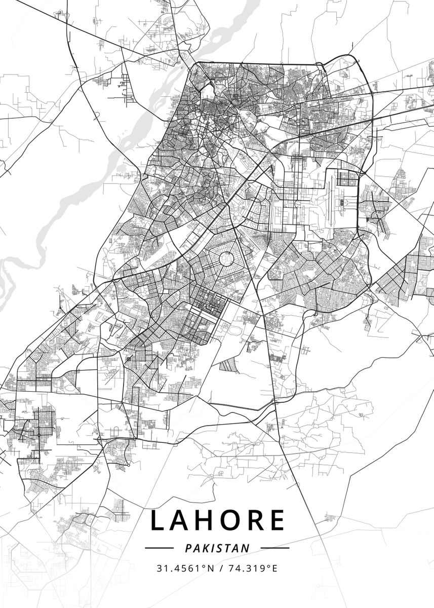 'Lahore Pakistan' Poster, picture, metal print, paint by Designer Map ...