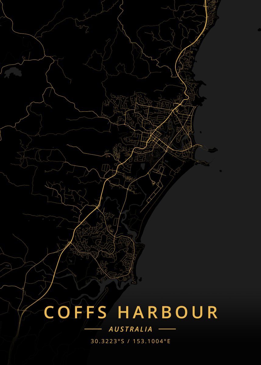 'Coffs Harbour Australia' Poster by Designer Map Art Displate