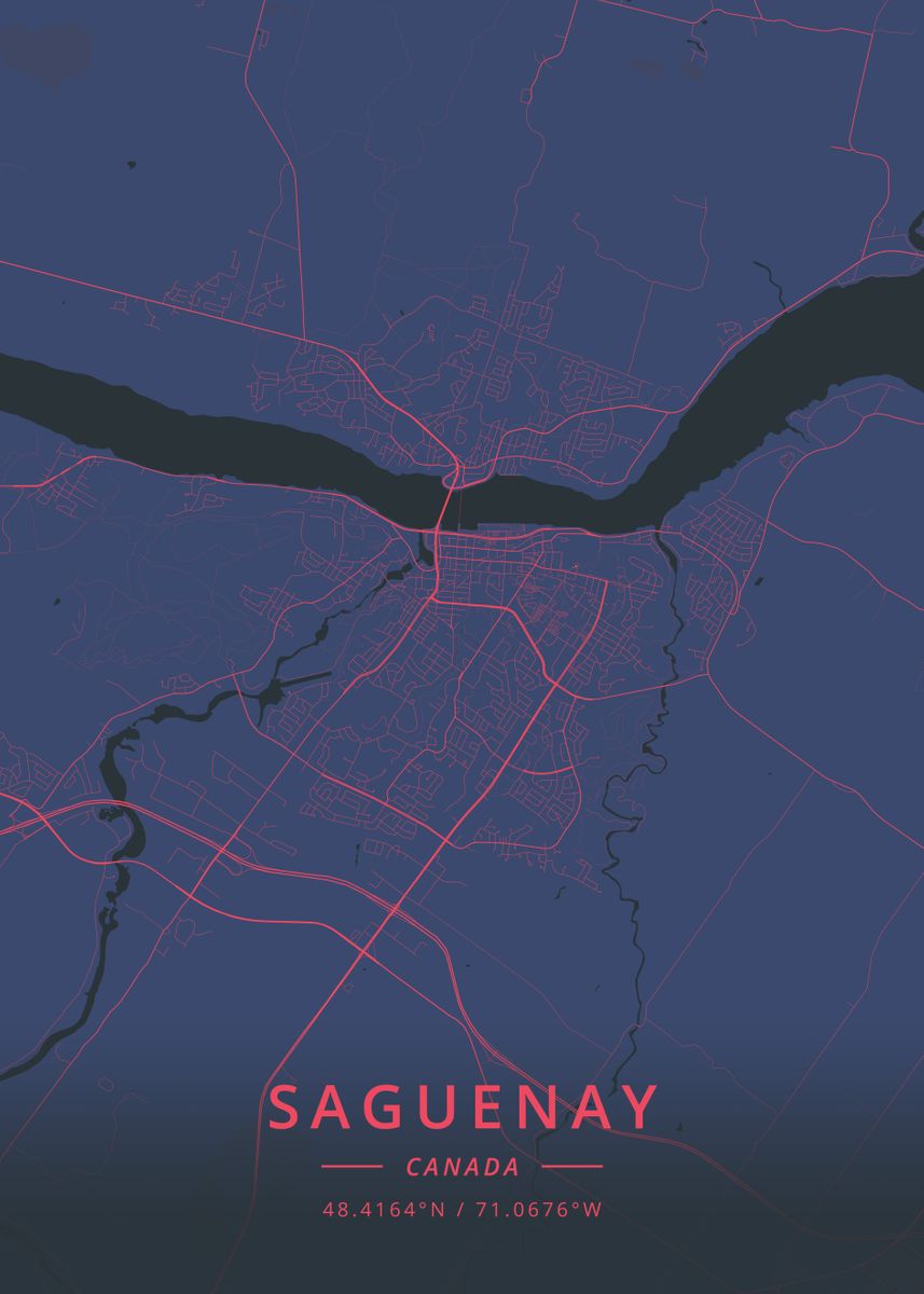 'Saguenay Canada' Poster by Designer Map Art Displate