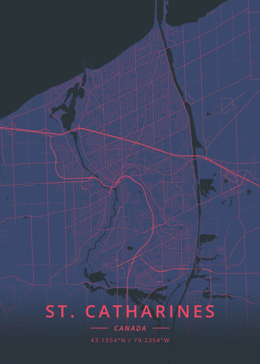 'St Catharines Canada' Poster by Designer Map Art Displate
