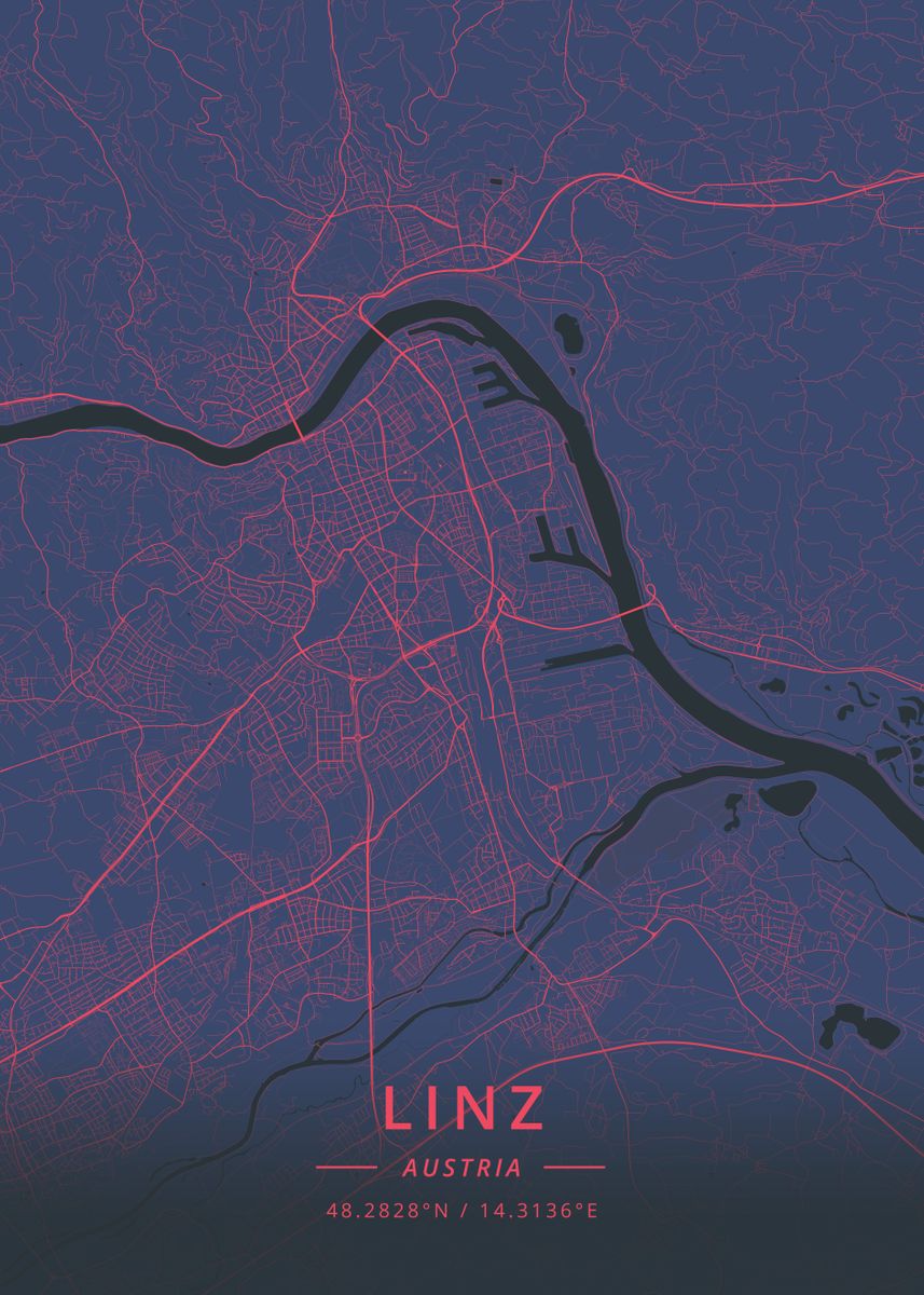 'Linz Austria' Poster by Designer Map Art | Displate