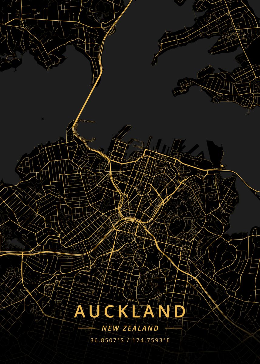 'Auckland New Zealand' Poster by Designer Map Art | Displate