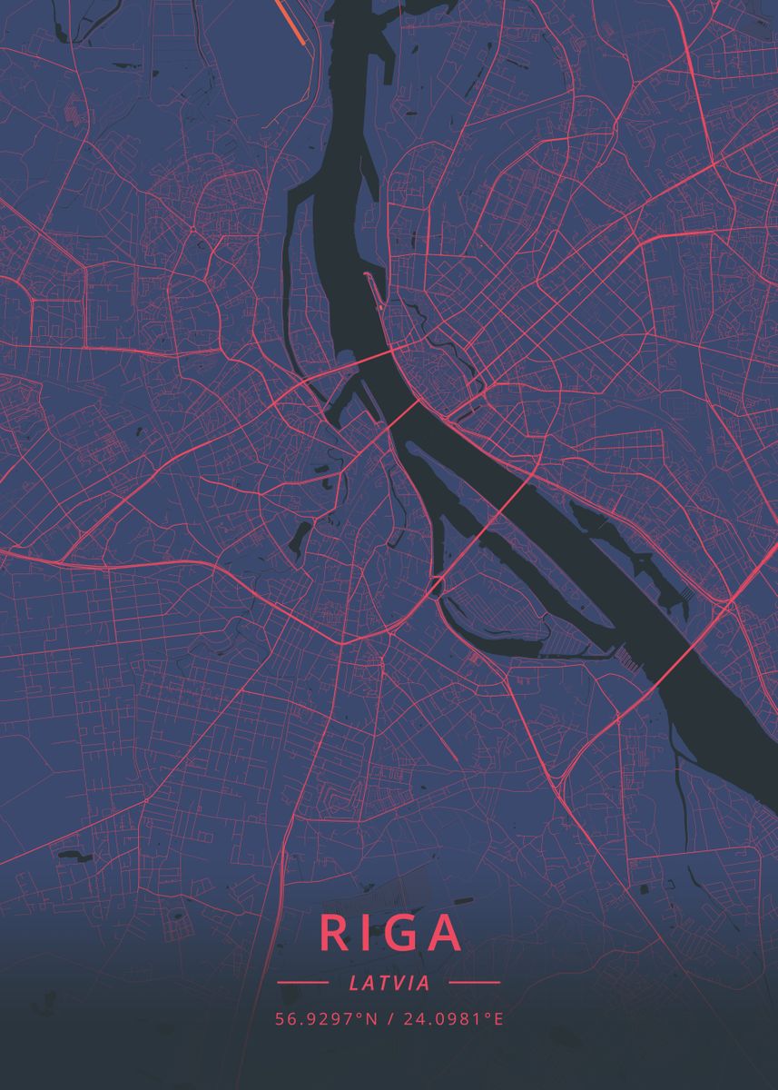 'Riga Latvia' Poster by Designer Map Art | Displate