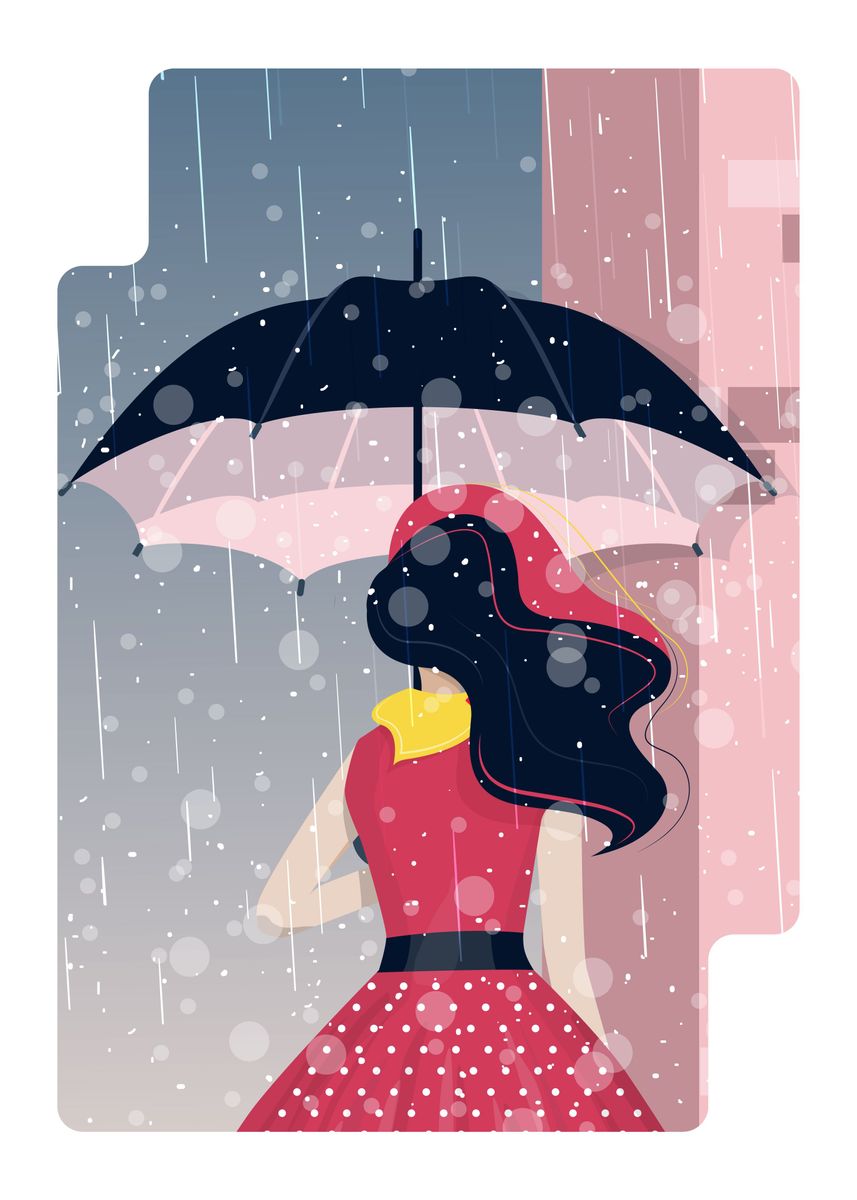 'Girl in the rain' Poster, picture, metal print, paint by Mako Zakaidze ...