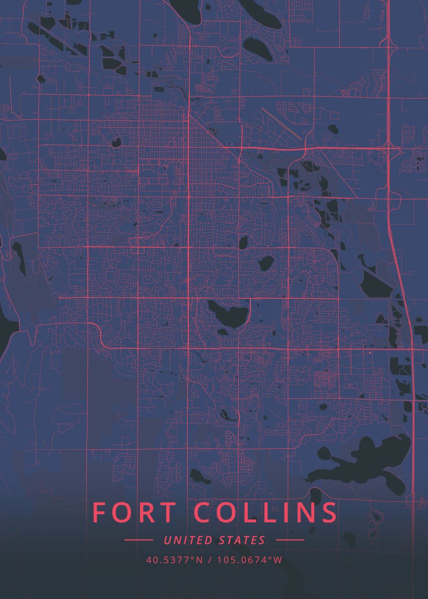 'Fort Collins US' Poster by Designer Map Art | Displate