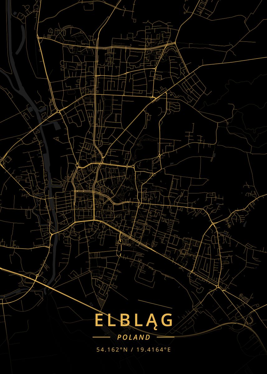 'Elblag Poland' Poster by Designer Map Art Displate