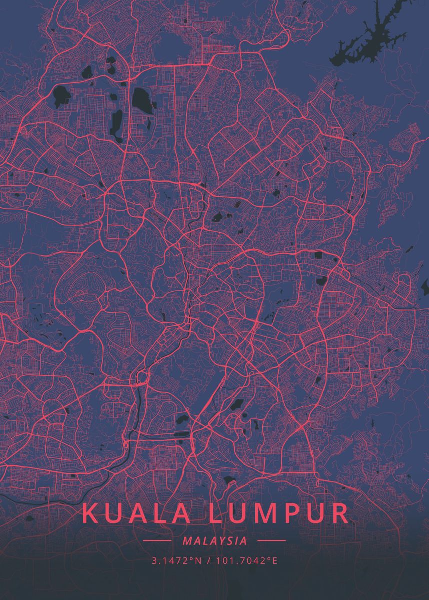 'Kuala Lumpur Malaysia' Poster by Designer Map Art | Displate