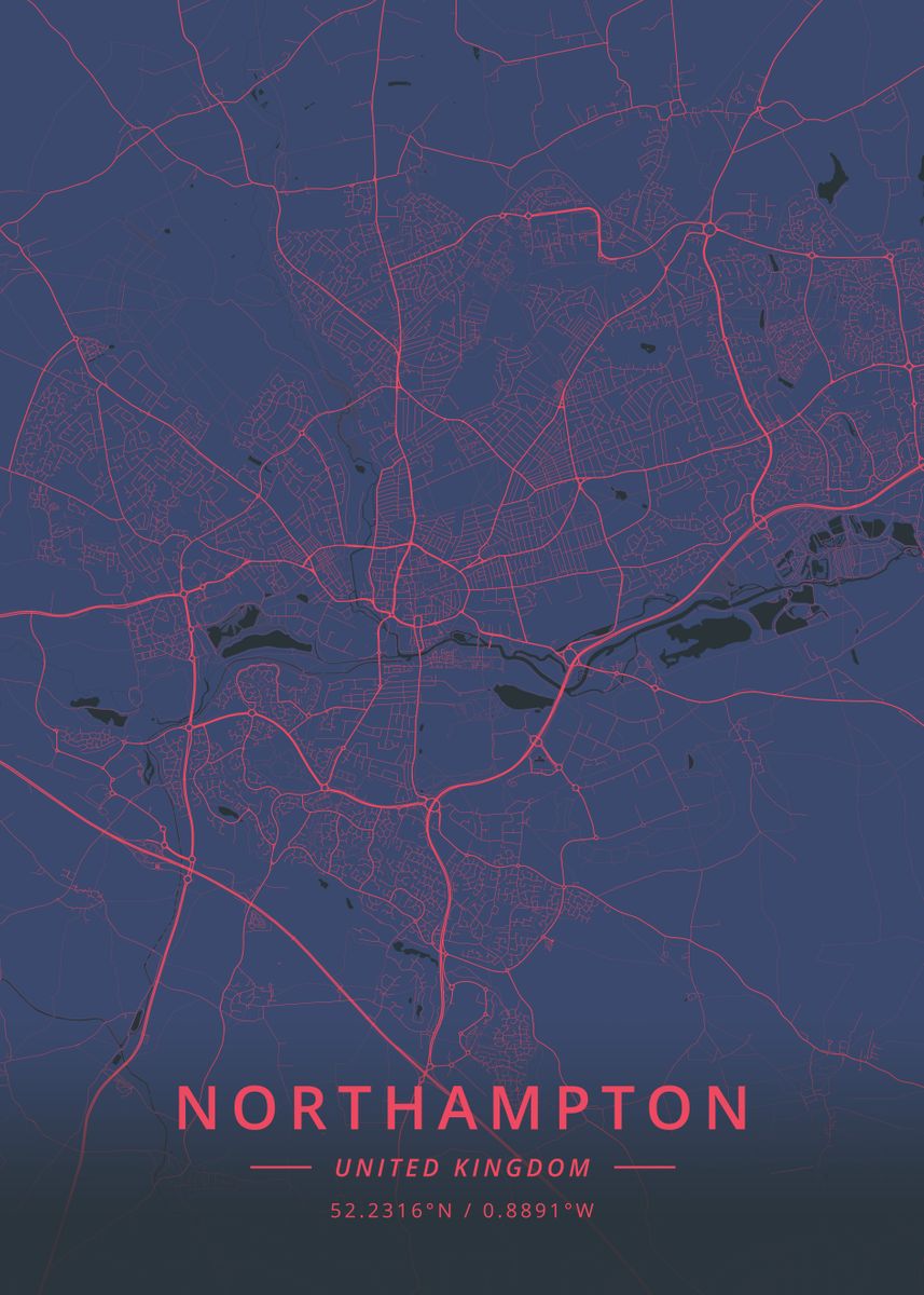 'Northampton UK' Poster by Designer Map Art Displate