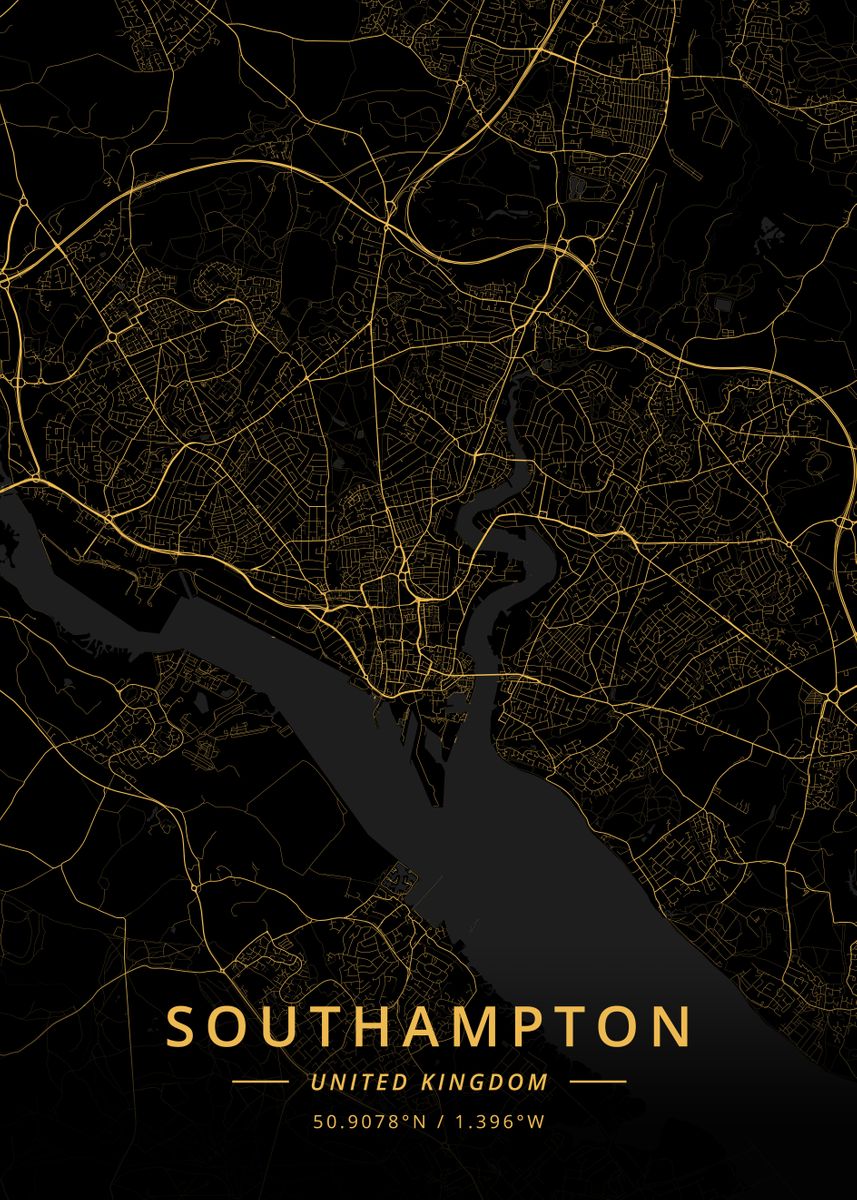 'Southampton UK' Poster, picture, metal print, paint by Designer Map ...