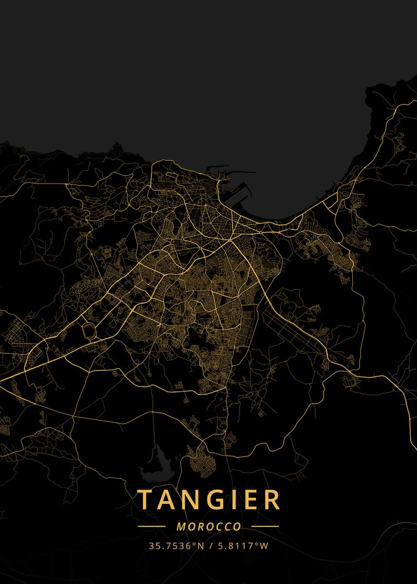 'Tangier Morocco' Poster, picture, metal print, paint by Designer Map ...