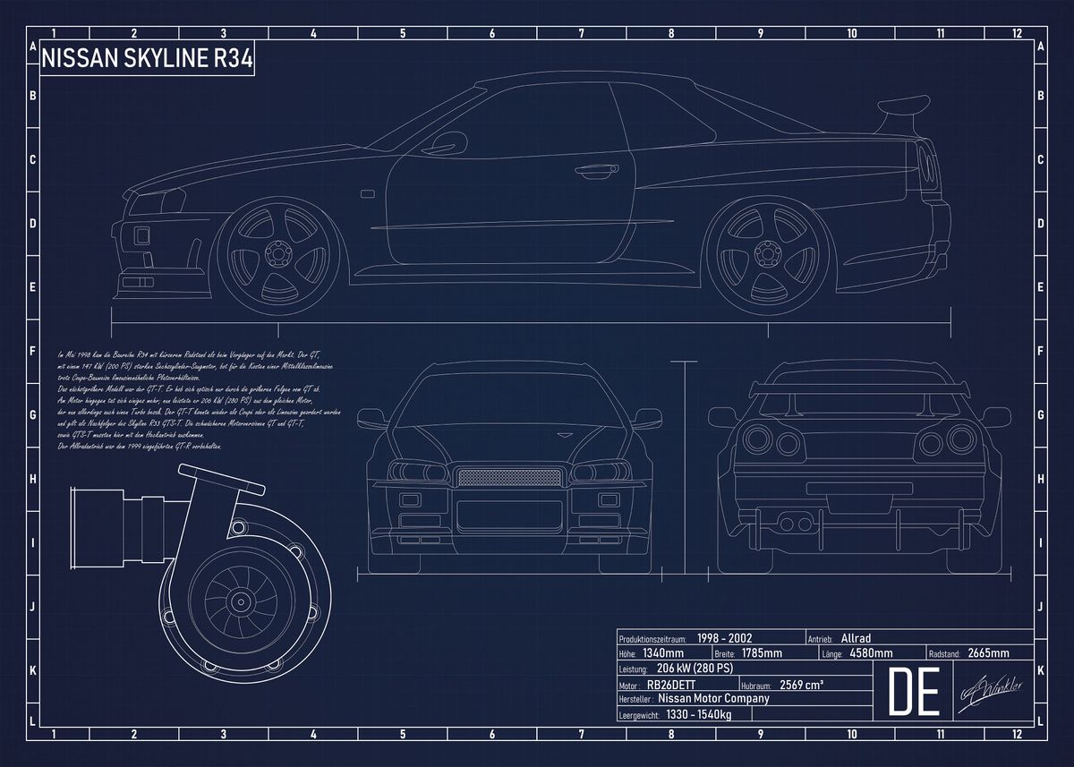 Чертеж ниссан скайлайн r34