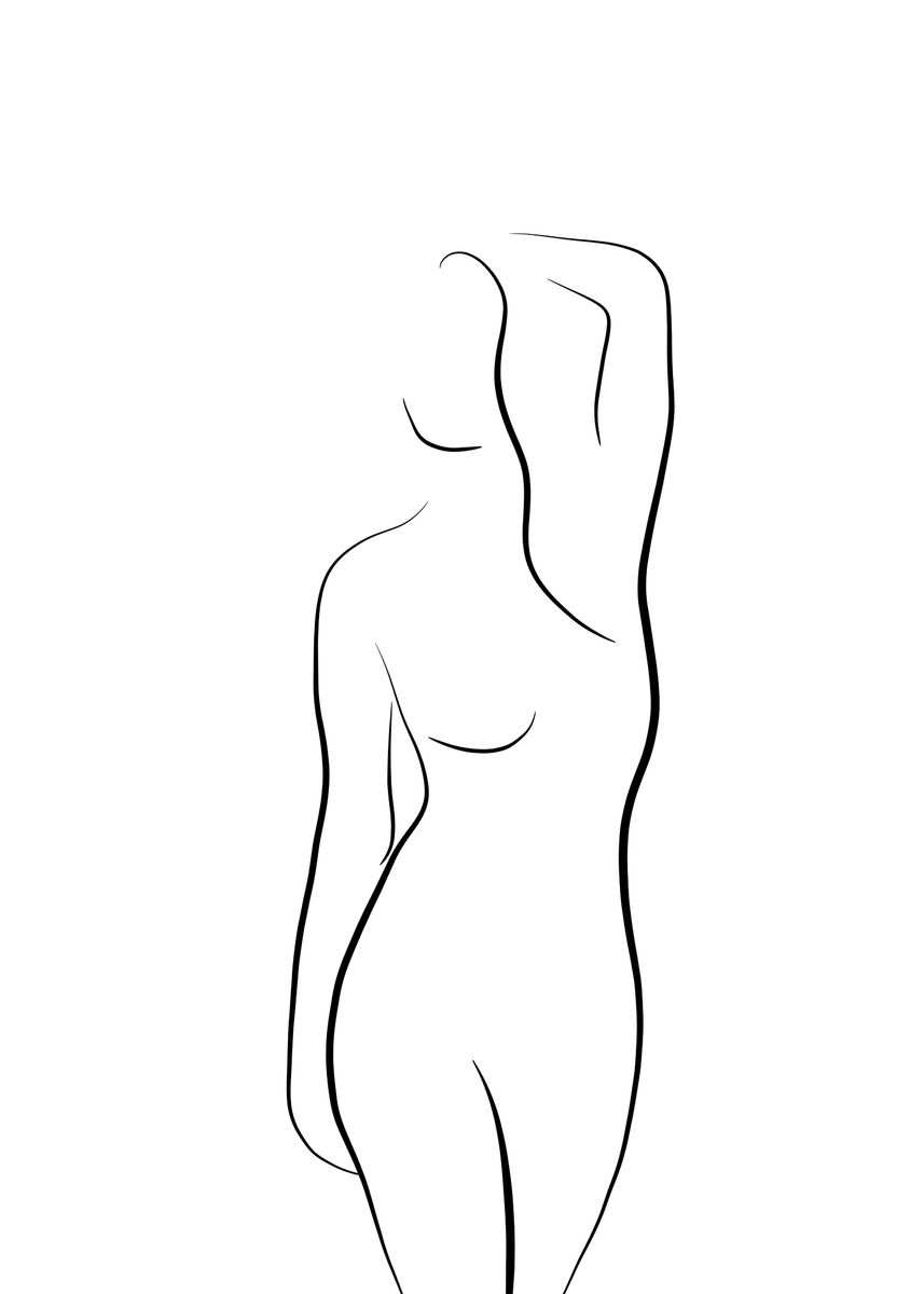 A minimalistic black and white line drawing celebrating the beautiful femal...