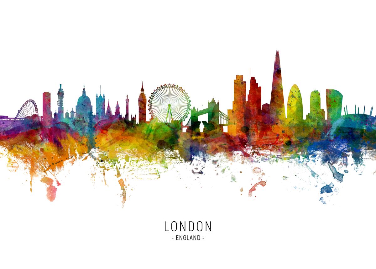 'London England Skyline' Poster by Michael Tompsett Displate