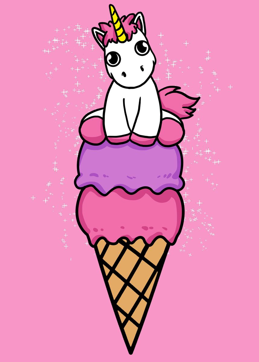 'Unicorn Ice Cream' Poster by Giovanni Poccatutte Displate