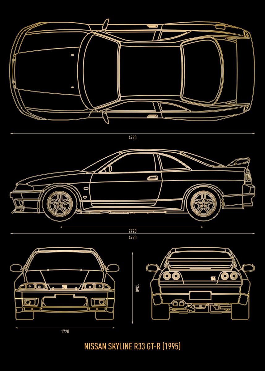 Nissan Skyline R33 Gt R Poster By Rocket Man Displate