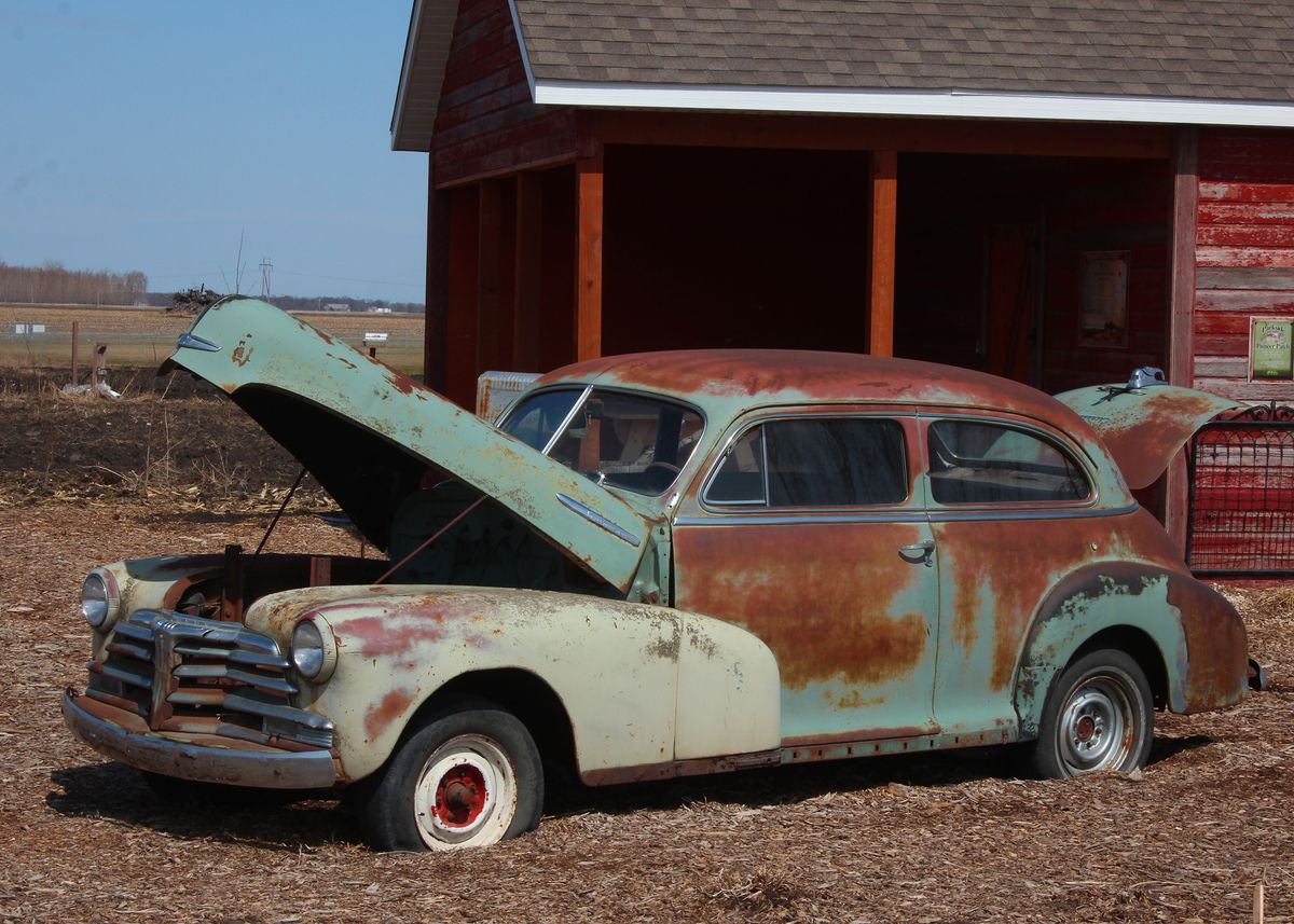 Vintage Rusted Car Metal Poster Print Robert Hamm Displate