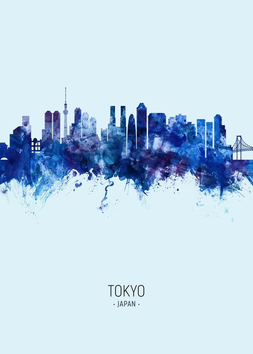 'Tokyo Japan Skyline' Poster, picture, metal print, paint by Michael ...